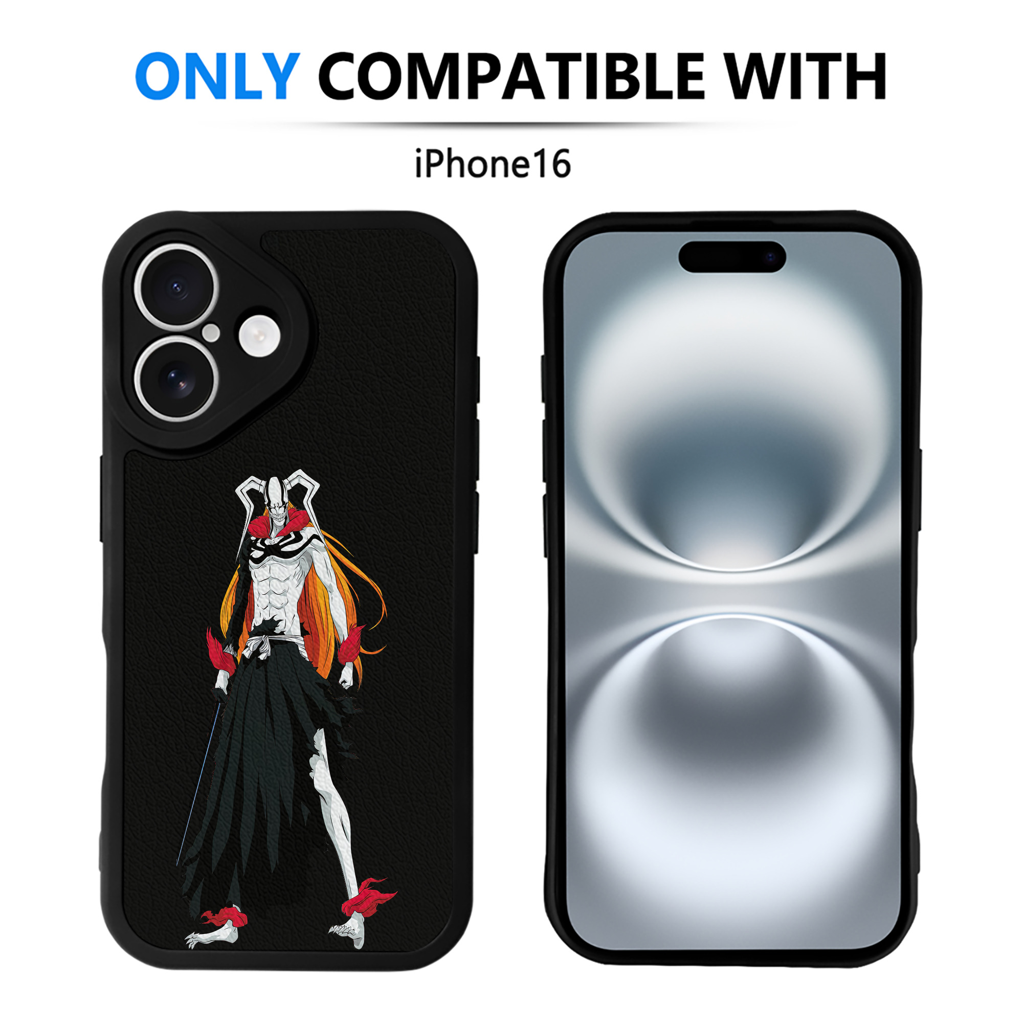 ブリーチ 黒崎一護（くろさき いちご）BLEACH Kurosaki Ichigo 【iPhone 16シリーズ対応】シリコンスマホケース（レザー調） 材質：シリコン